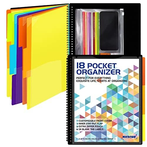 18 POCKET POLY Project Organizer, Spiral Project Folder Binder