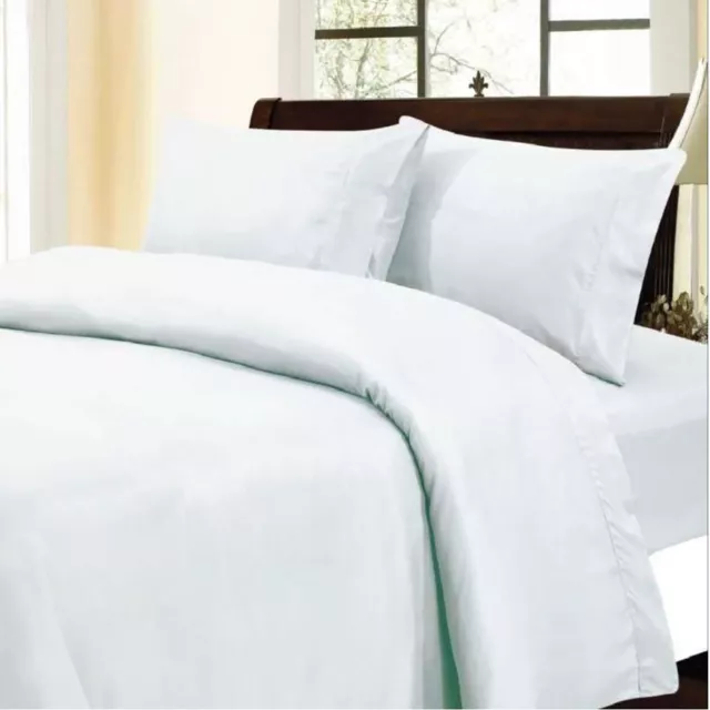 Complete Duvet Covers 1000 TC OR 1200 TC 100% Cotton White Solid Select Item