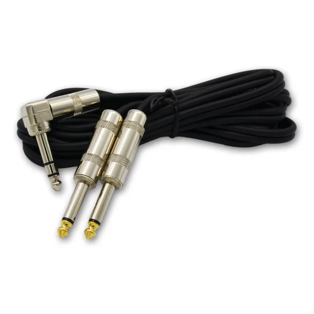 1/4" TRS Right Angle Stereo to 2x 6.35mm Mono Male Plug Headphone Audio Cable