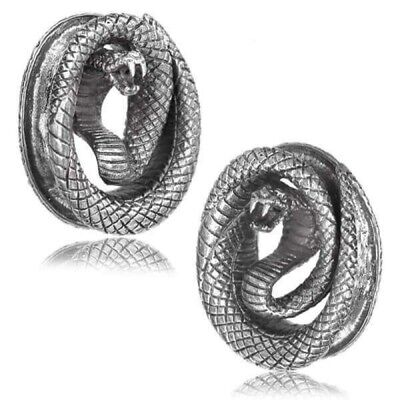 White Brass (Silver Tone) Cobra Snake Tunnels Plugs Gauges Plugs Plug Ear Gauge