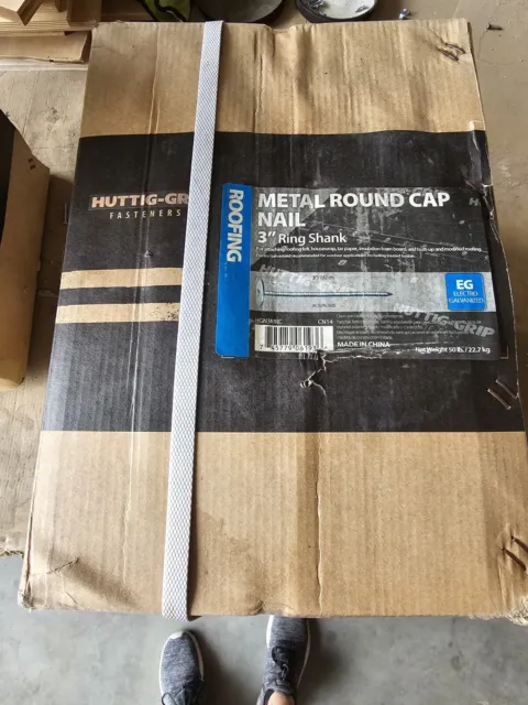 Huttig-Grip 3" Metal Round Cap Nails 50lbs Box