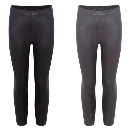 Leggings Bambine Metallico Pantaloni Lungo Elasticizzato Effetto Bagnato 1-14