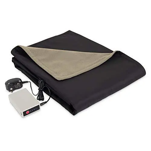Portable Heated Electric Throw Blanket-Rechargeable Lithium Battery with USB ...