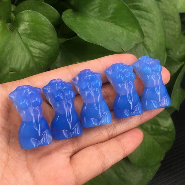 5pcs Carved Blue Opalite mini Goddess Model Quartz Crystal Skull Healing