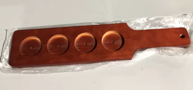 Wooden Flight Tasting Tray Paddle 4 Station Holes Mahogany Finish