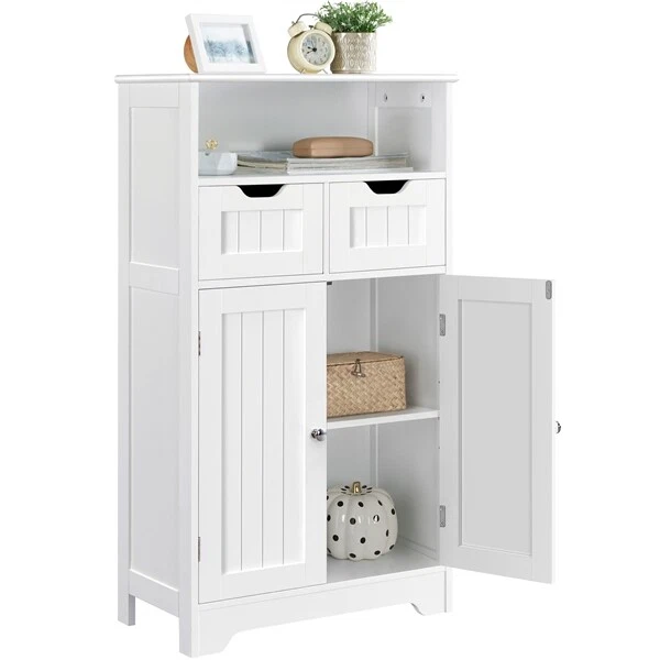 Armoire Meuble Rangement Salle de Bain Cuisine Toilette Chambre en Bois sur Pied