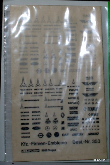 Decalcomanie Hobby Müller Scala 1:87 H0, Numeri 3 E 5 Per Modellismo Auto