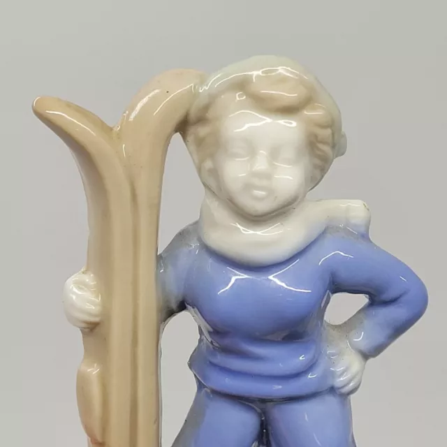 Vtg Porcelain Skiing Figure 9cm circa 50's - 60's