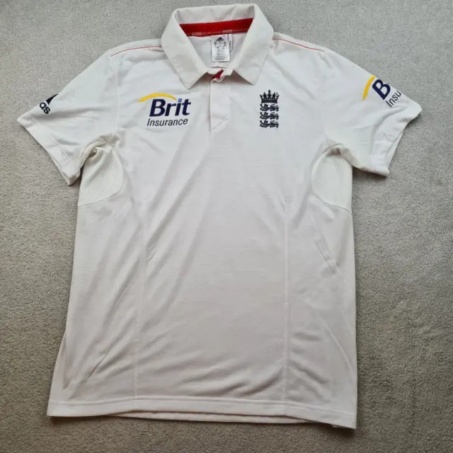 England Cricket Shirt Large White 2012 2013 Adidas Ashes ECB Test 44/46