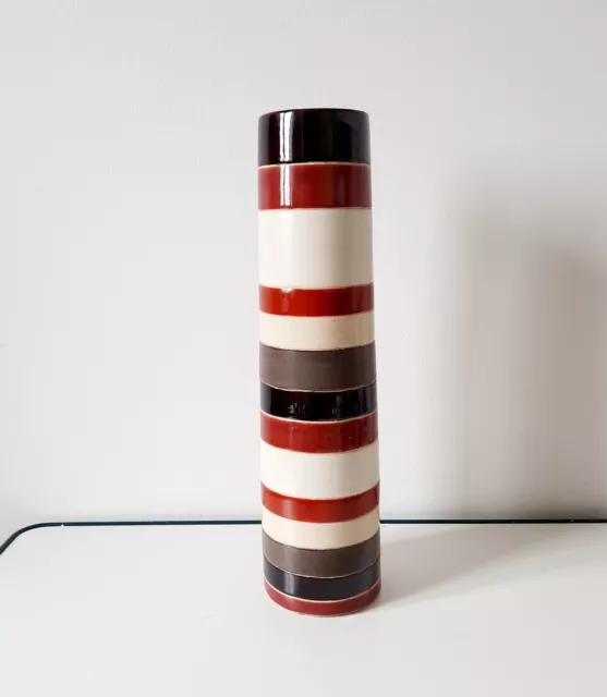 Studio Art Striped Vase Retro 1970s Style 14" (36cm) Tall Vintage