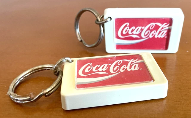 2 Coca-Cola Keychains w/ Sound Noise Maker 2" Collectible Untested