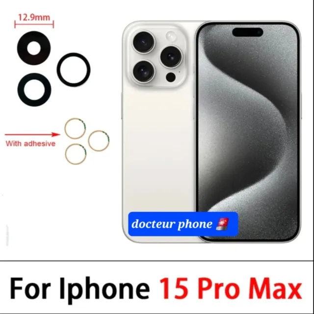 Lentille iPhone 15 pro max lentille de remplacement camera arrière + adhesif