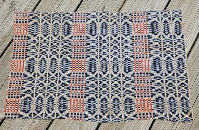 Antique Three Colored Woven Coverlet Piece