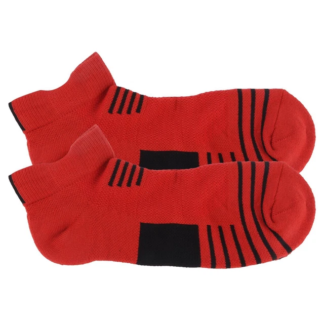 Red Black Sports Socks - Combed Cotton Breathable Anti-Slip Shock Absorbing