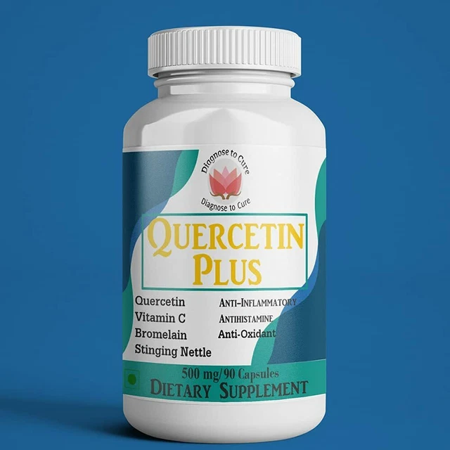 QUERCETIN PLUS 90 Capsules 500mg with Bromelain, Vitamin C, Stinging