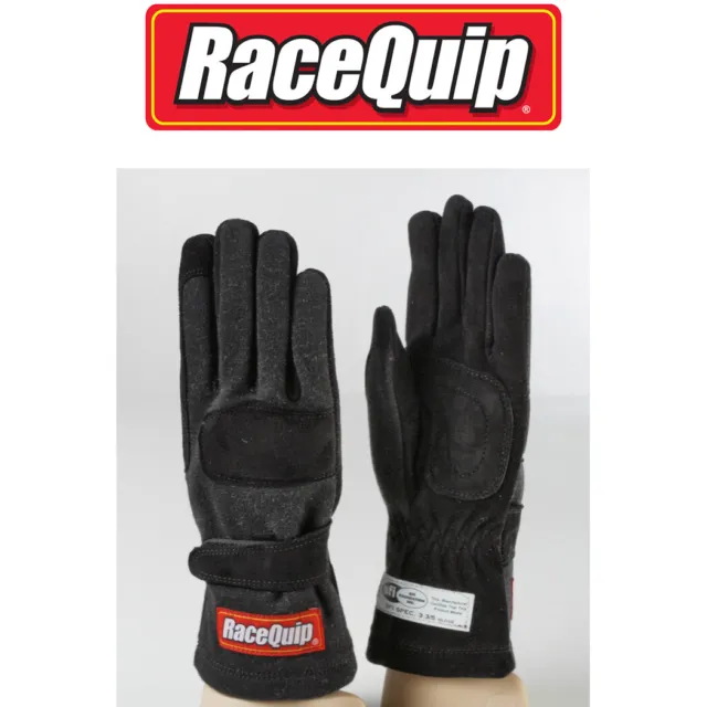 RaceQuip 355005 Large Double Layer Black Auto Racing Driving Gloves Nomex SFI
