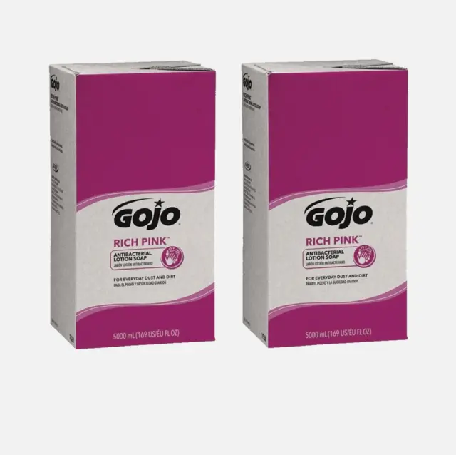 2x GOJO 7520 RICH PINK Antibacterial Lotion Soap 5000ml PRO TDX Refills