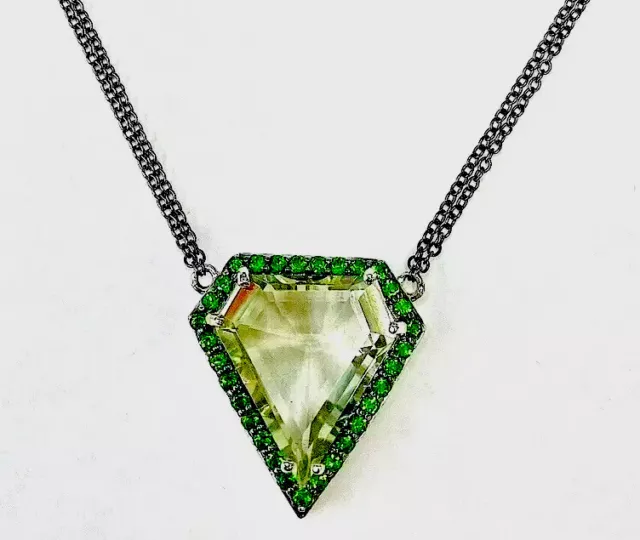 HSN Colleen Lopez Sterling Silver Prasiolite & Chrome Diopside 18" Necklace