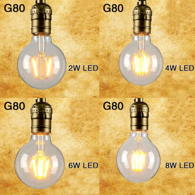 2W/4W/6W/8W Vintage Retro Edison Bulbs ES E27 LED Filament Light Bulb G80 Lamp