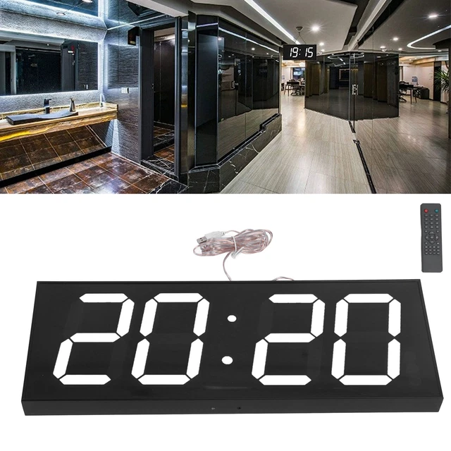 (WHITE LIGHT)DOUBLE SIDED LED Clock Digital Temperature Display Wall