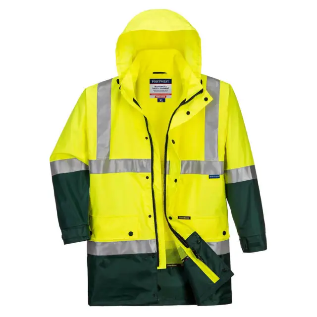 Portwest 2 Pack Eyre Jacket HiVis Day Or Night Lightweight Waterproof Work MJ306 3