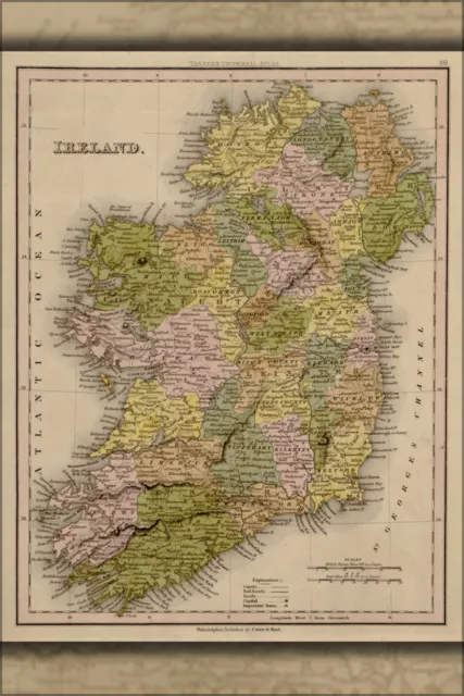 Poster, Many Sizes; Map Of Ireland 1844