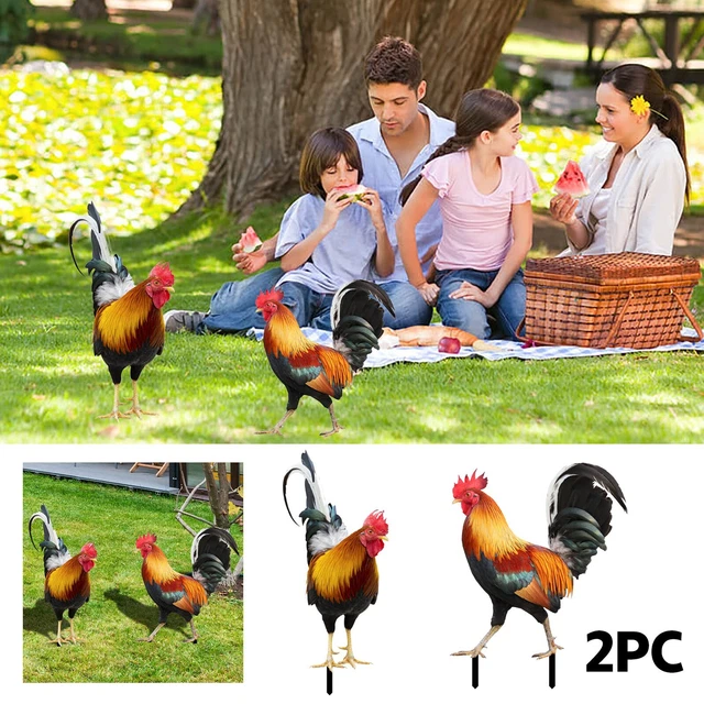 Garden Ornaments Sculptures Chicken Decorations Rooster Statues Yard Art Decor