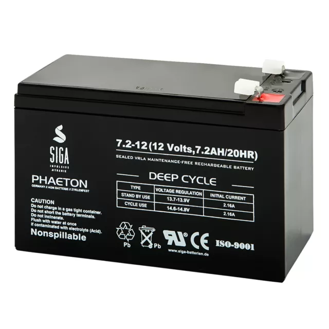 Blei Akku 7,2AH 12V Batterie ersetzt NP7-12 LC-R127R2PG1 12 Volt 7Ah AGM GEL