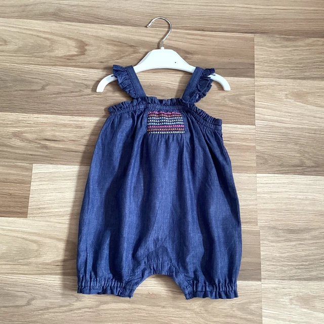 Abbigliamento bambina 3-6 mesi abito denim look tuta corta negozi Dunnes