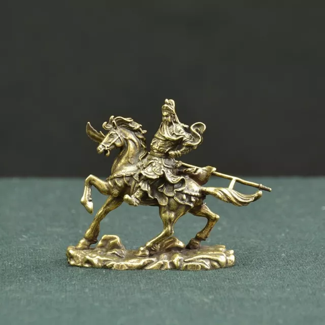 Chinese Ancient Hero Guan Gong Guan Yu ride on horse bronze statue decoration