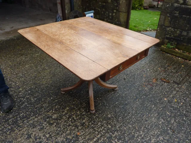 Antique 18th Century Georgian English Oak Drop Leaf Rectangular Dining Table