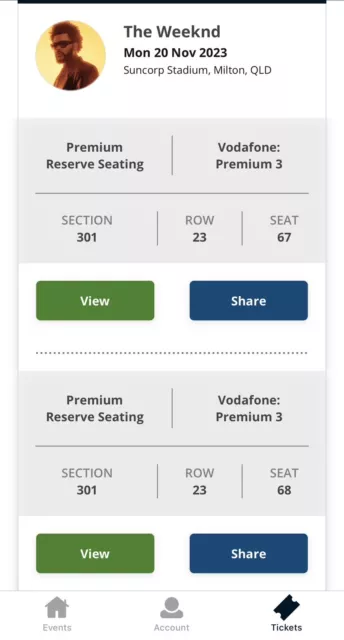 The Weeknd Reserved Seating Tickets 20/11 Qld