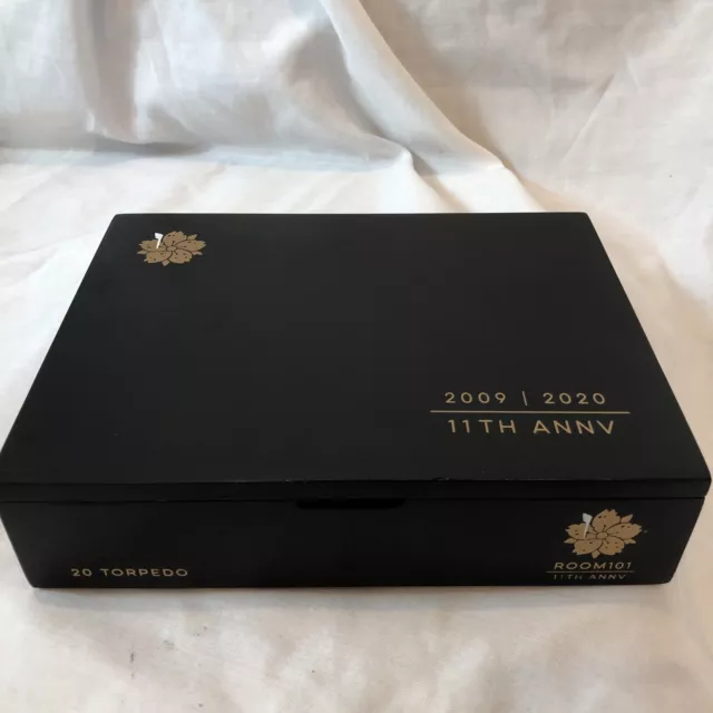 Cigar Box ROOM 101 Torpedo 11th Anniversary EMPTY Wooden Storage Stash Box