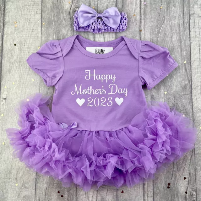 BABY GIRL MOTHER'S DAY 2023 TUTU ROMPER, Newborn Gift Keepsake, White Design