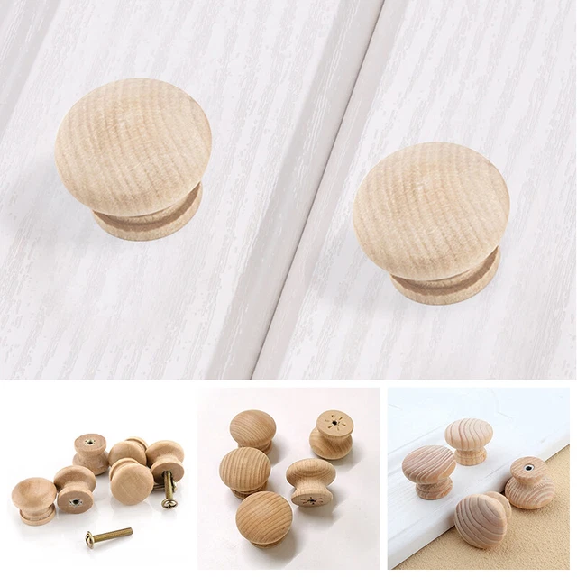 Wood Door Knobs Handles Single Hole Drawer Cupboard Pull Furniture Hardware New