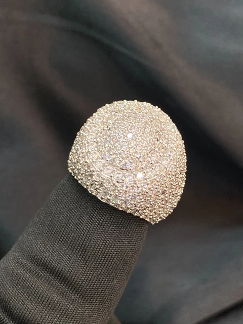 Pave 13.75 TCW Round Brilliant Cut Natural Diamonds Men's Pinky Ring In 14K Gold