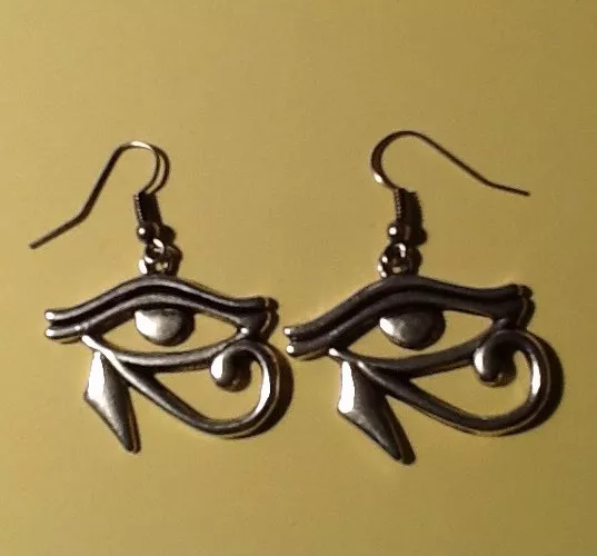 Eye of Ra Eye of Horus Egyptian  Silver Tone Earrings Sisters Of Mercy