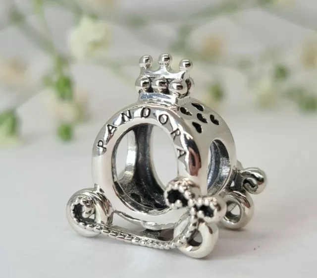 Authentic Pandora Bead #798323 Polished Crown "O" Carriage Charm w/pouch