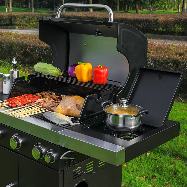 PIZZELLO Carrello Multifunzione Per Barbecue - 3 Ripiani In Acciaio, Con Ruote E Accessori - Foto 6