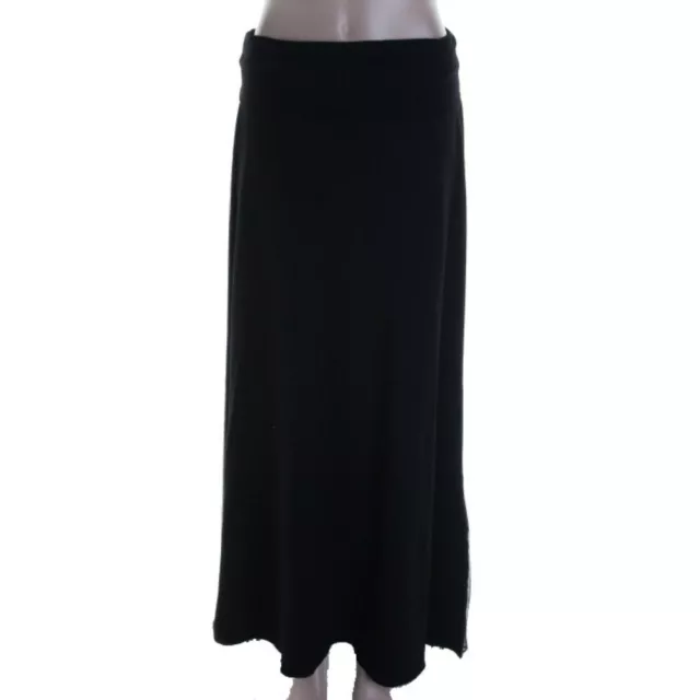 NWT Donna Mizani Panel Pleated Foldover Maxi Skirt S Black $259 2