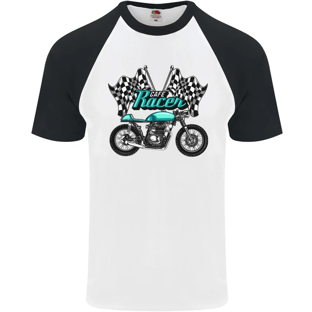 Cafe Racer Biker Motorcycle Motorbike Mens S/S Baseball T-Shirt