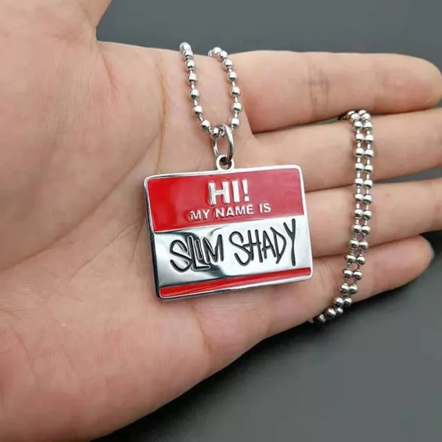 Men's SLIM SHADY Silver Geometric Hop Hip Pendant Necklace EMINEM Rapper