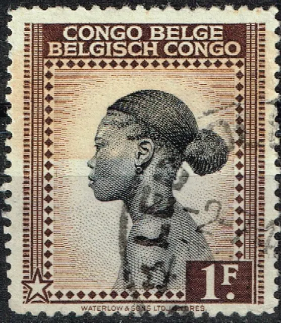 Belgian Congo African Culture Ethnicities Tribal Woman 1943 stamp Leopoldvil