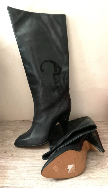 Bottes Cuissardes En Daim Noir Taille 38 - Made In Italy, Neuves Avec Emballage, Plateforme