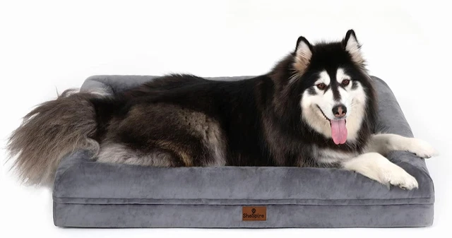 Dark Gray Orthopedic Memory Foam M L XL XXL XXXL Dog Bed 4-Side Bolster Pet Sofa