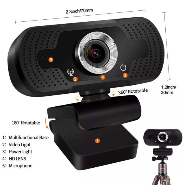 WEBCAM per PC con Microfono FULL HD 1080p USB Windows/Mac Lavoro Scuola DAD