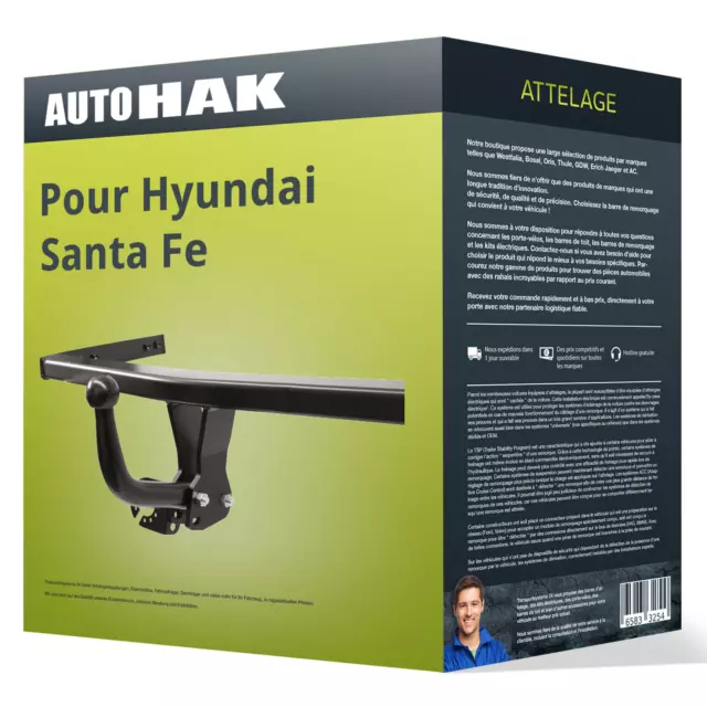 Attelage pour Hyundai Santa Fe 03.2006 - 09.2012 démontable avec outil Auto Hak