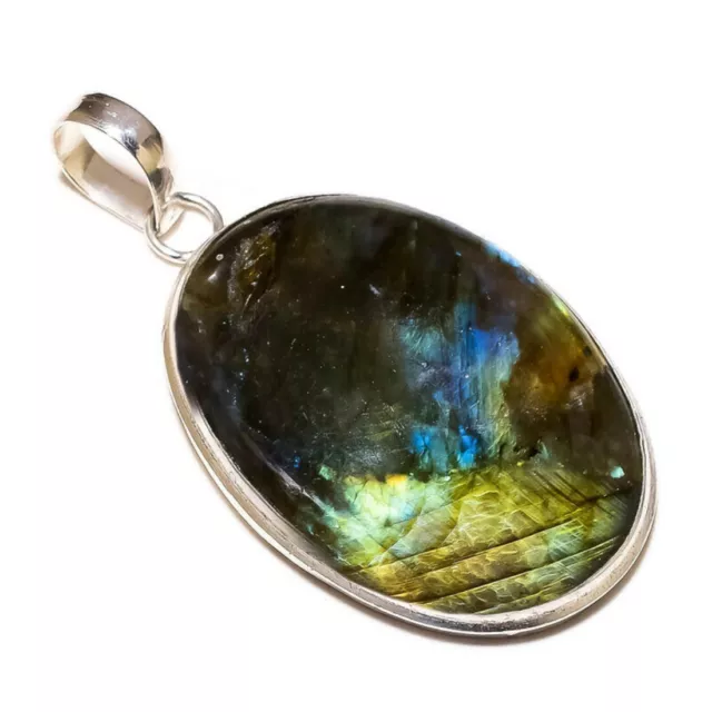 Canadian Fire Labradorite Cabochon Natural Gemstone Handmade Extra Large Pendant