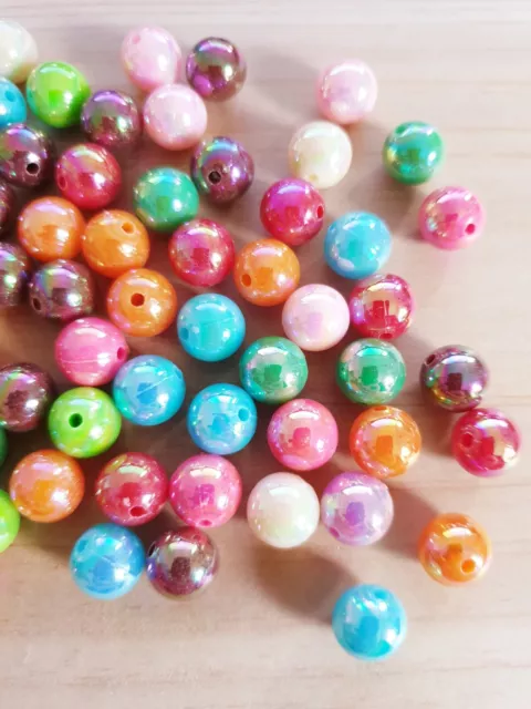 10/30 Bunte Glitzer Acrylperlen zum Basteln/Schmuckherstellung Beads  Ø 10mm