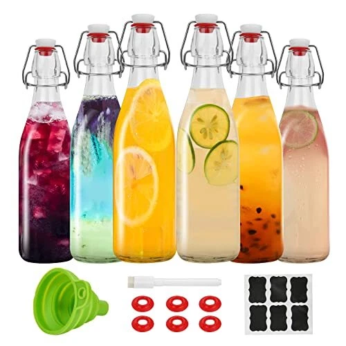 Swing Top Glass Bottles 16oz Glass Beer Bottles With Airtight Caps